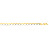 14K Yellow Gold 5.7mm White Pave Curb 24 Chain with Lobster Lock